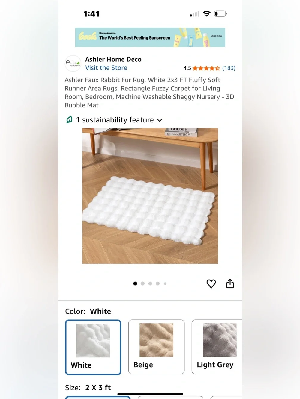NWOT Plush White Bath Rug - Soft Tufted Bathroom Mat